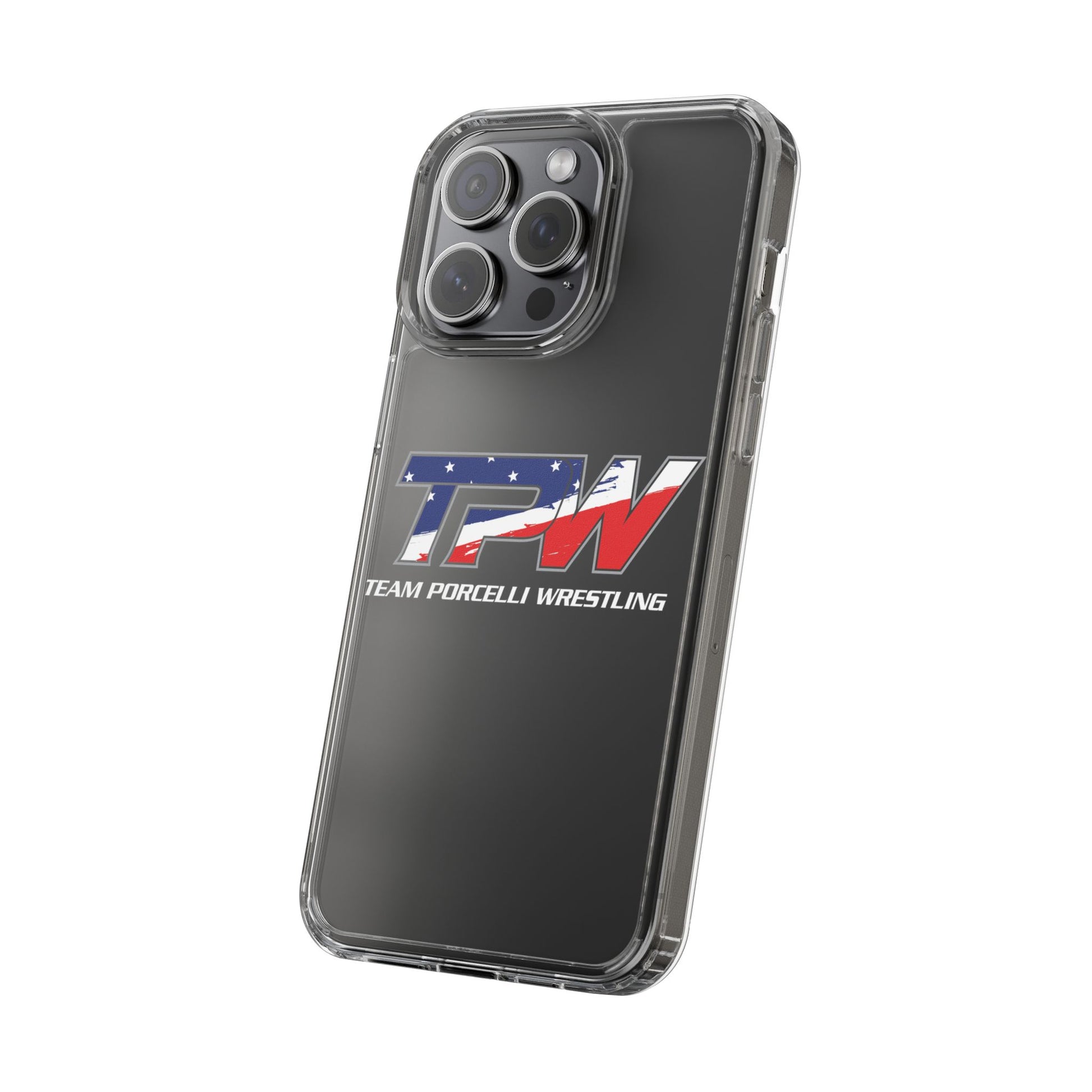 Team Porcelli Wrestling Clear Phone Case — TPN Logo with American Flag Accent
