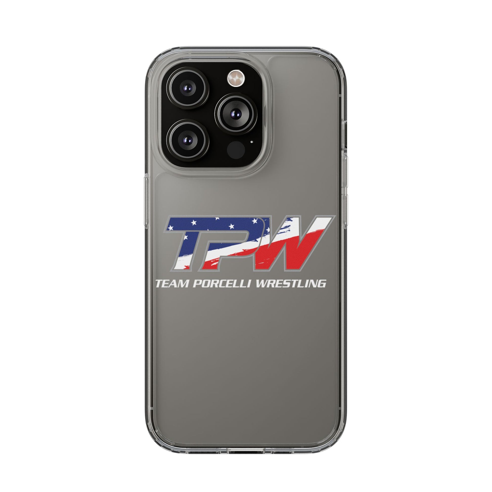 Team Porcelli Wrestling Clear Phone Case — TPN Logo with American Flag Accent
