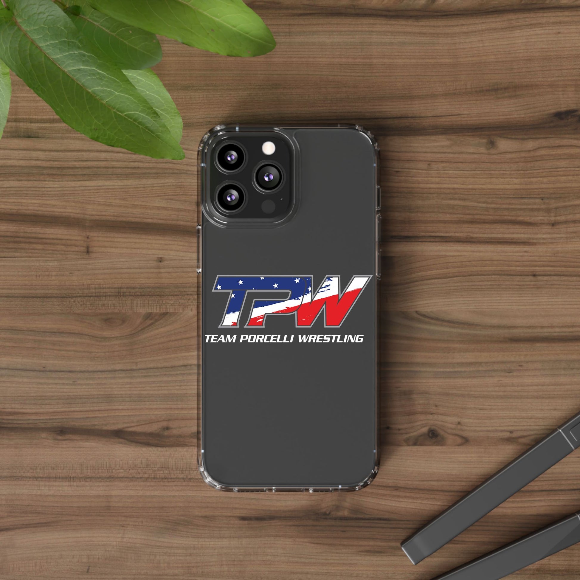 Team Porcelli Wrestling Clear Phone Case — TPN Logo with American Flag Accent