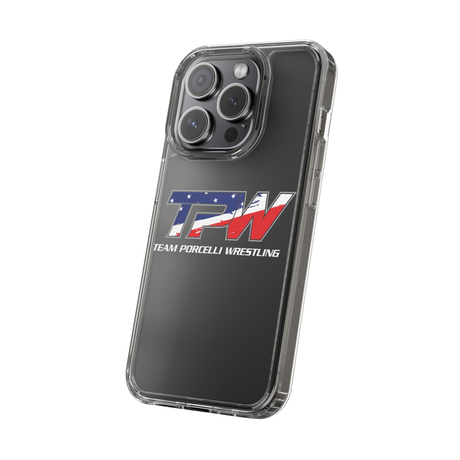 Team Porcelli Wrestling Clear Phone Case — TPN Logo with American Flag Accent