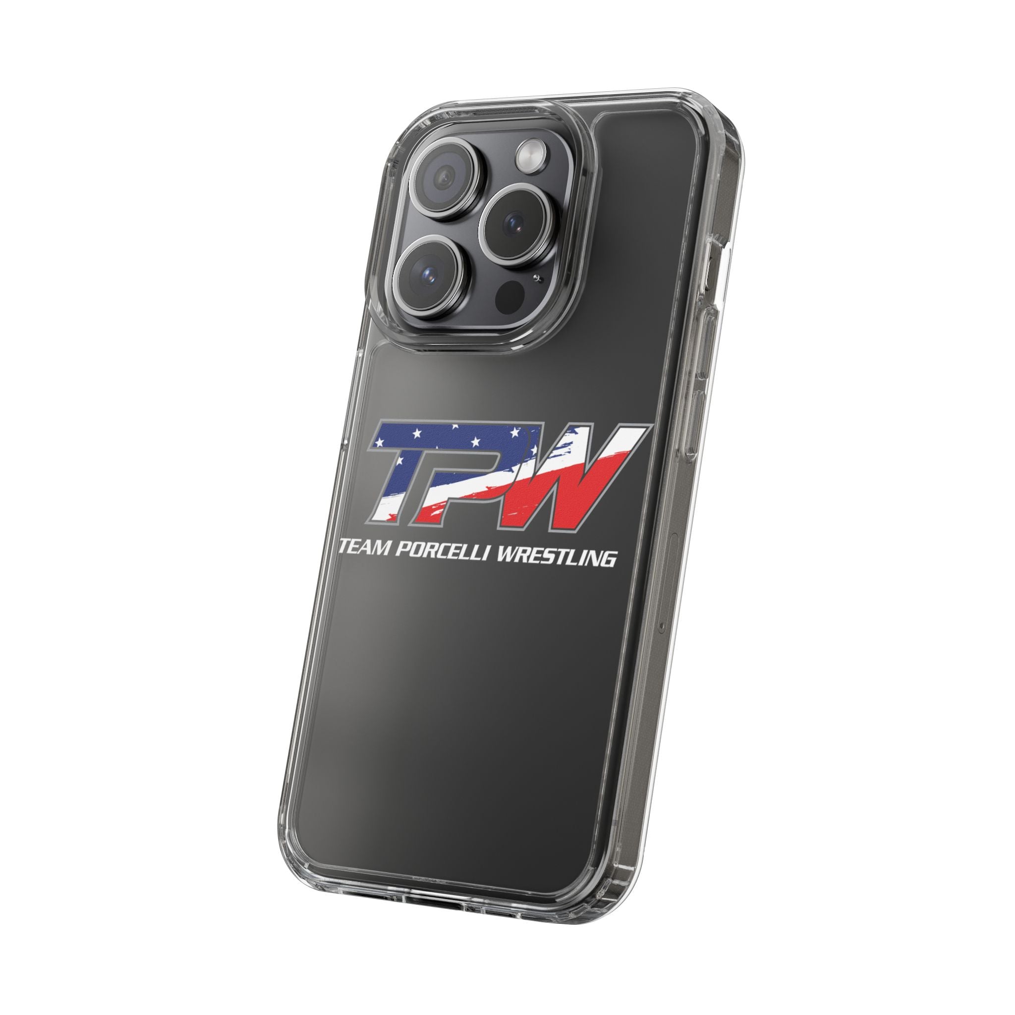 Team Porcelli Wrestling Clear Phone Case — TPN Logo with American Flag Accent