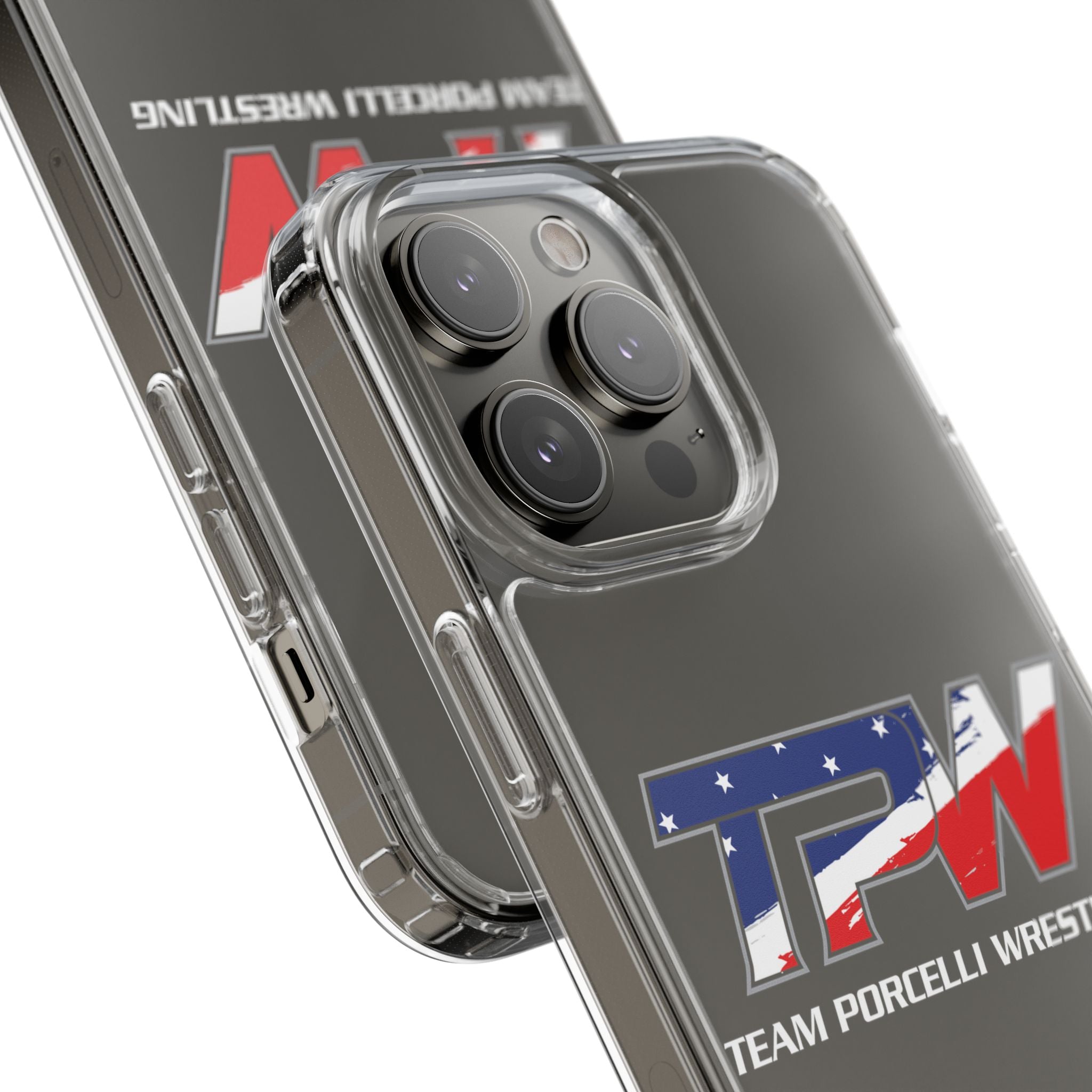 Team Porcelli Wrestling Clear Phone Case — TPN Logo with American Flag Accent