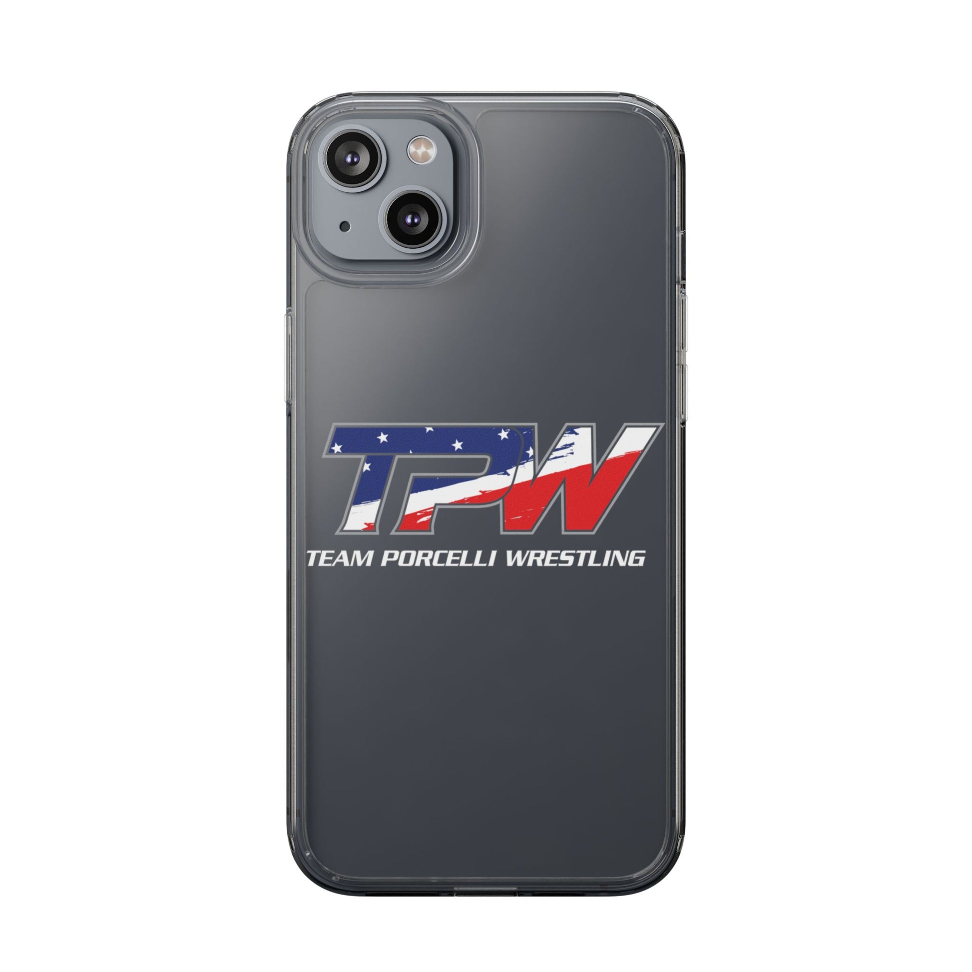 Team Porcelli Wrestling Clear Phone Case — TPN Logo with American Flag Accent