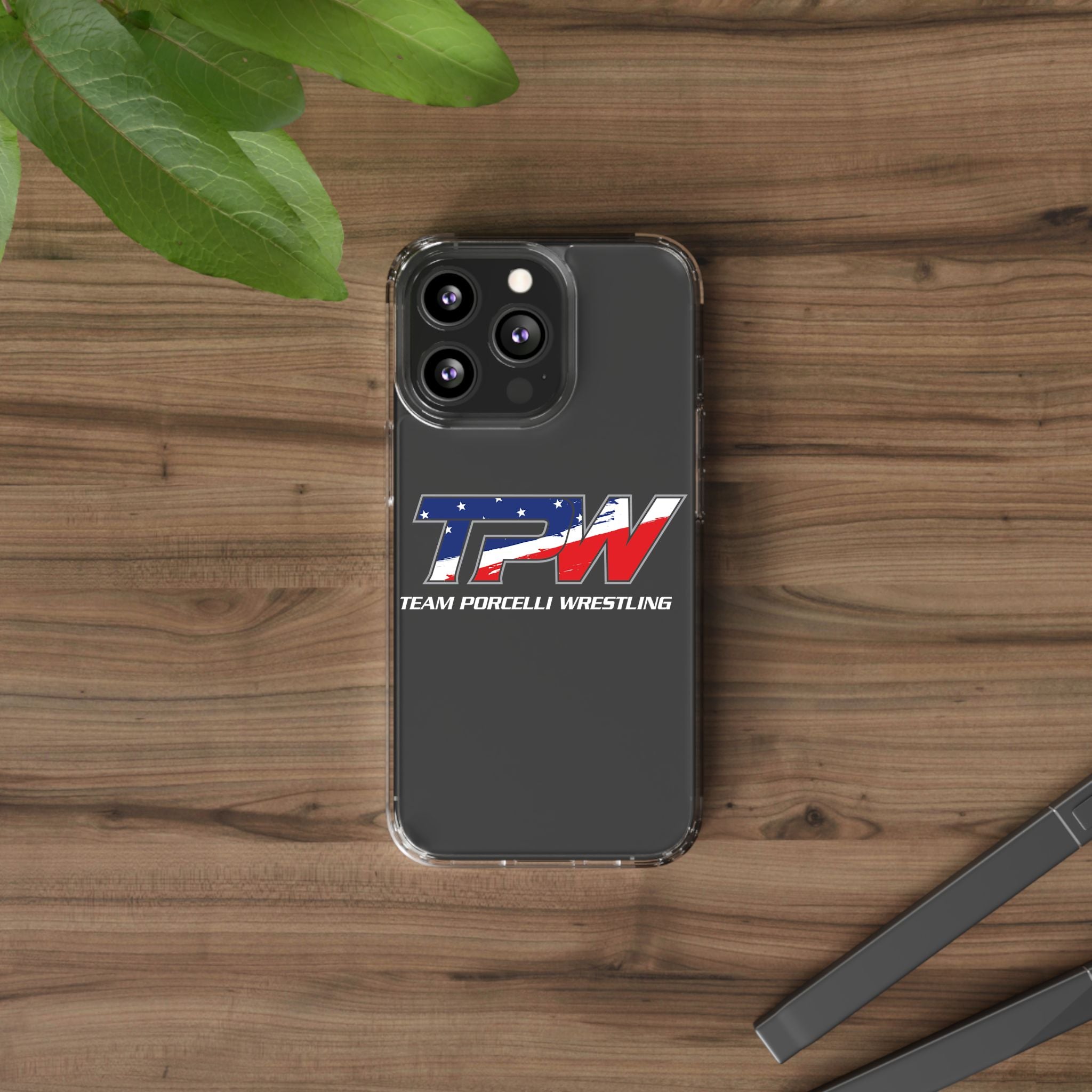 Team Porcelli Wrestling Clear Phone Case — TPN Logo with American Flag Accent