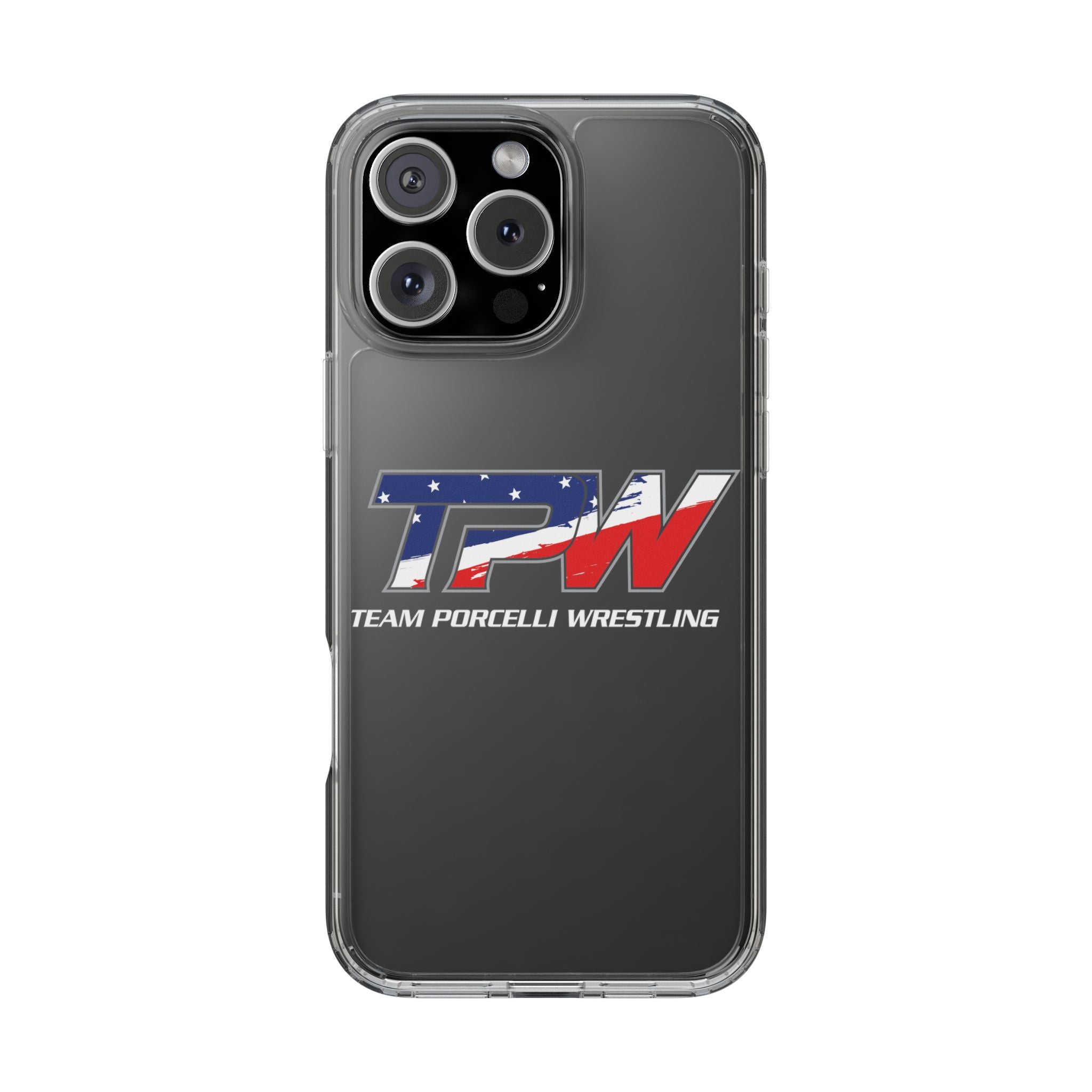 Team Porcelli Wrestling Clear Phone Case — TPN Logo with American Flag Accent