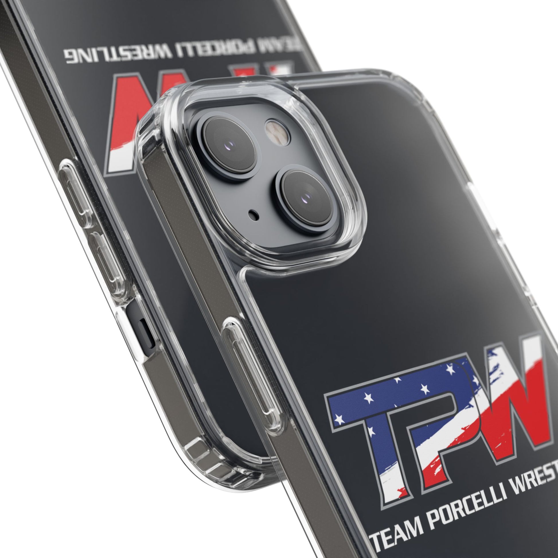Team Porcelli Wrestling Clear Phone Case — TPN Logo with American Flag Accent
