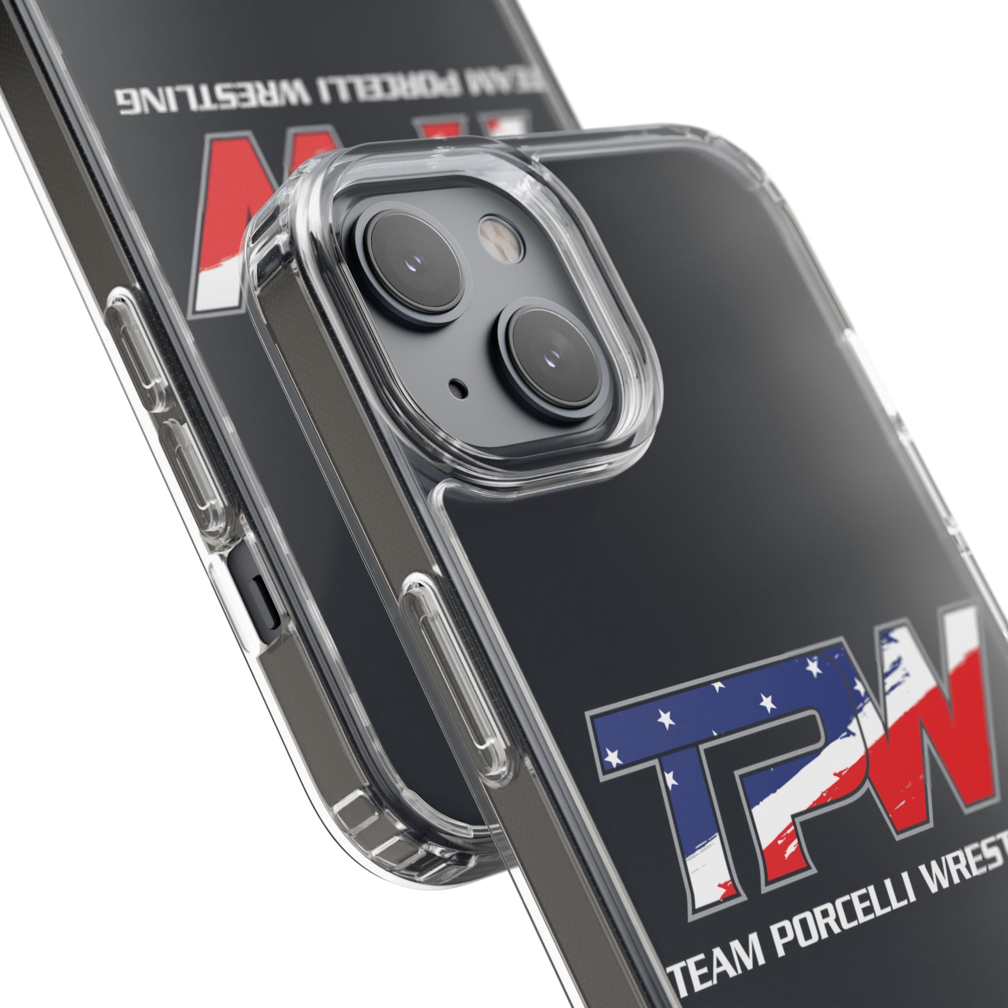 Team Porcelli Wrestling Clear Phone Case — TPN Logo with American Flag Accent